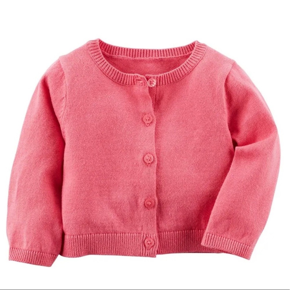 Like New Carters Baby Girls button up Cardigan - 3 months - melon pink color